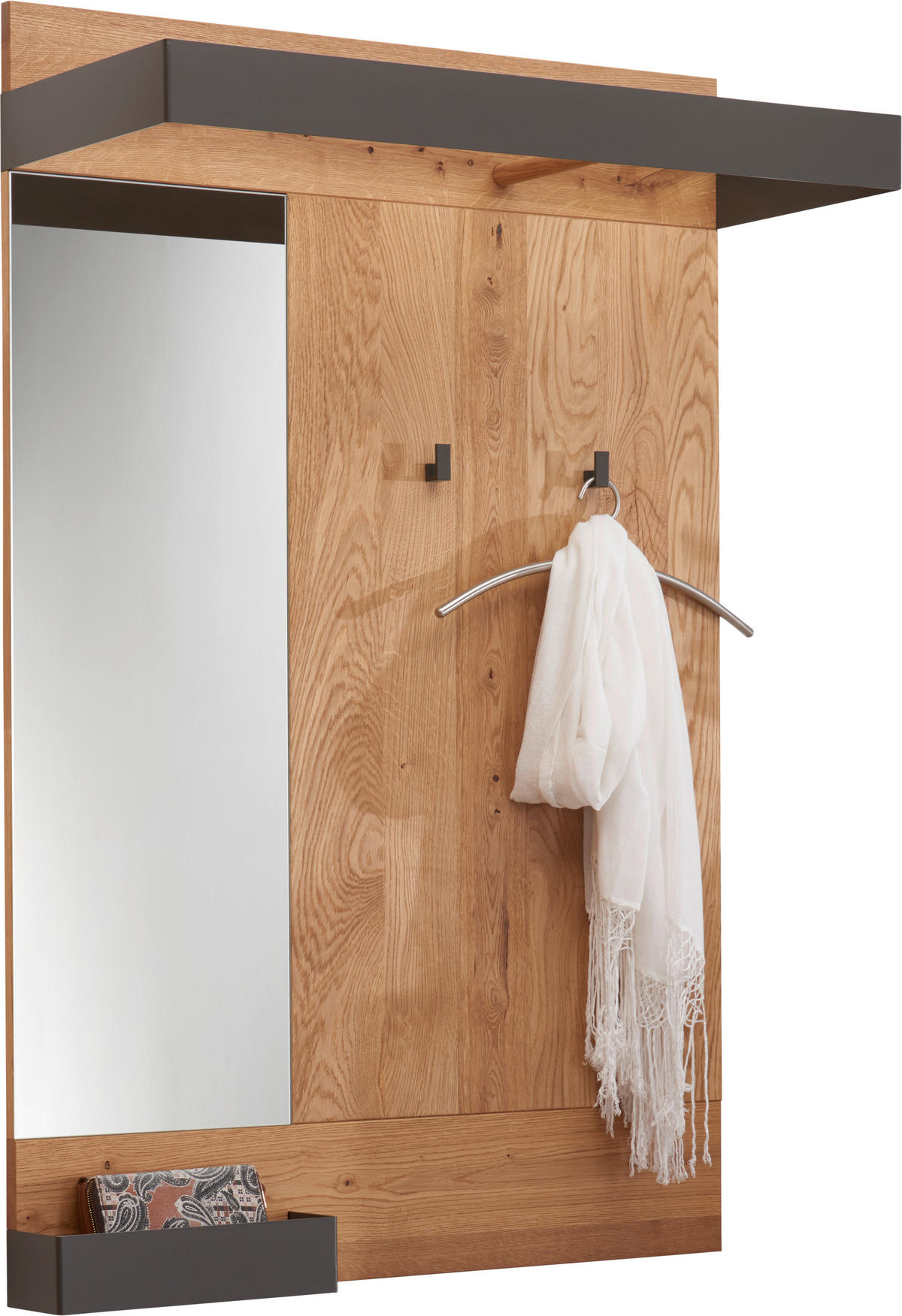 GARDEROBENPANEEL  in 90/134/35 cm  - Eichefarben/Anthrazit, Natur, Glas/Holz (90/134/35cm) - Waldwelt