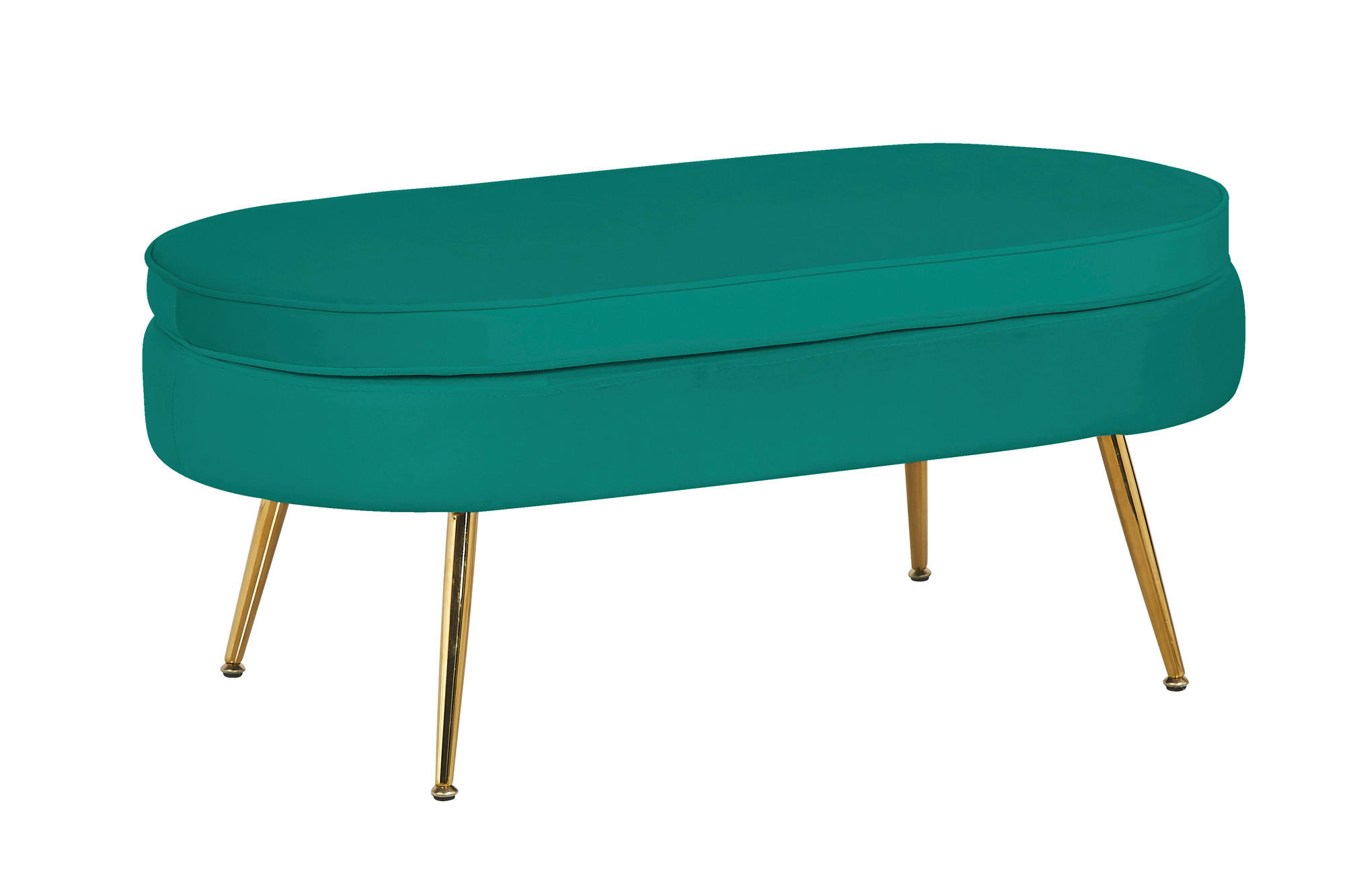 HOCKER in Textil Grün - Goldfarben/Grün, MODERN, Textil/Metall (99/40/44cm) - Livetastic
