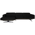 ECKSOFA  in Echtleder Schwarz  163/305 cm  - Eichefarben/Schwarz, Design, Leder/Holz (163/305cm) - Novel