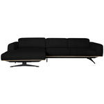 ECKSOFA in Echtleder Schwarz  163/305 cm  - Eichefarben/Schwarz, Design, Leder/Holz (163/305cm) - Novel