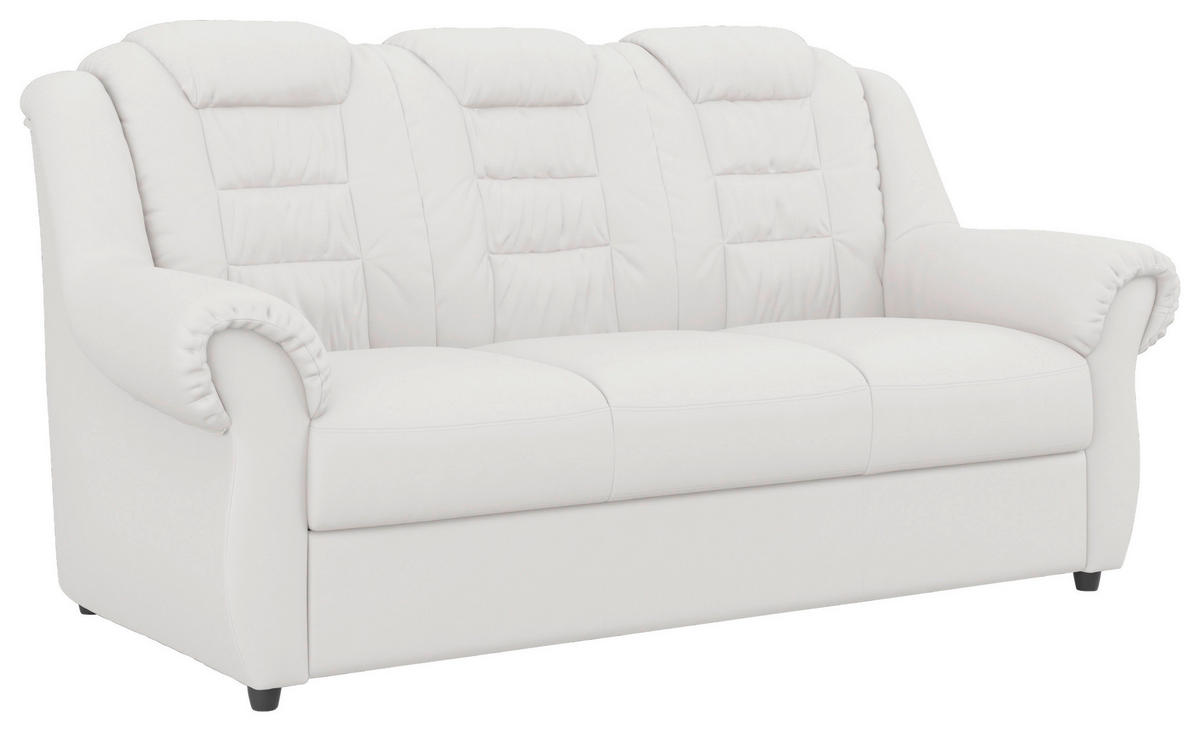 3-SITZER-SOFA in Lederlook Weiss  - Weiss/Schwarz, Konventionell, Kunststoff/Textil (196/102/101cm) - Livetastic