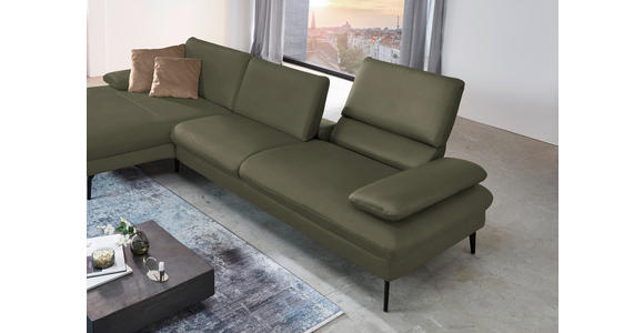 ECKSOFA in Echtleder Grau, Grün  - Schwarz/Grau, Design, Leder/Metall (157/325cm) - Dieter Knoll