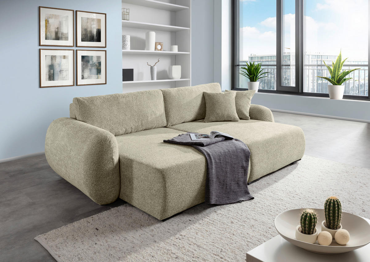 BIGSOFA Flachgewebe Mintgrün  - Schwarz/Mintgrün, KONVENTIONELL, Kunststoff/Textil (250/72/145cm) - Carryhome