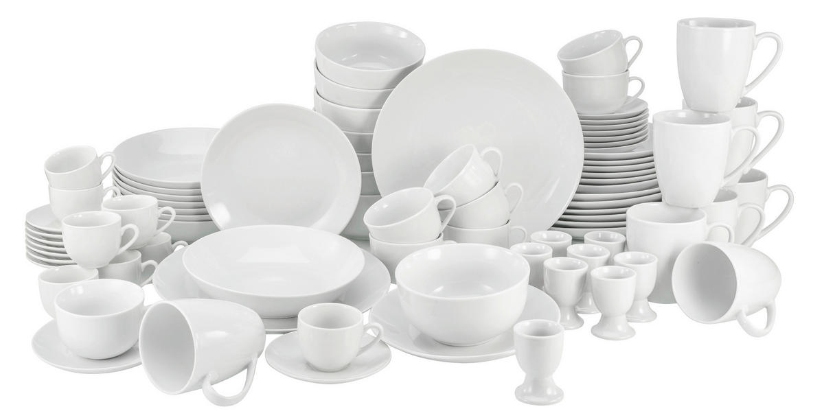 KOMBINOVANÝ SERVIS, 80-dielne, porcelán - biela, Basics, keramika (57/48/35cm)