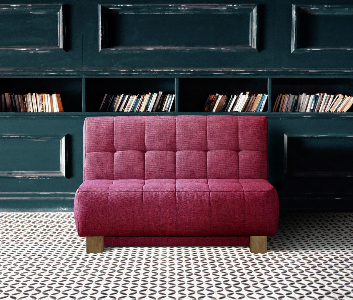 SCHLAFSOFA Rot  - Rot/Naturfarben, Design, Holz/Textil (125/92/102cm) - Novel