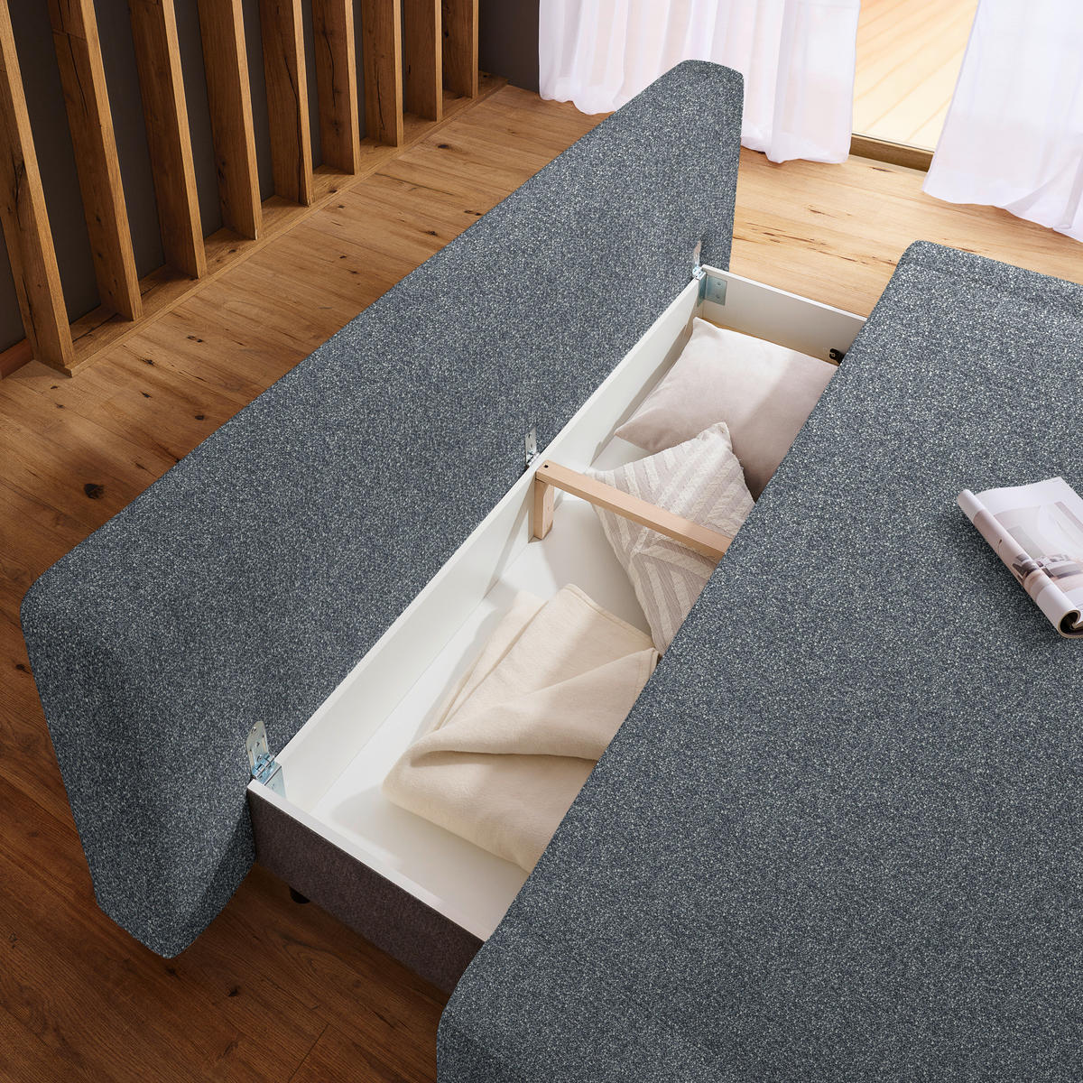 SCHLAFSOFA in Textil Dunkelgrau  - Dunkelgrau/Naturfarben, Design, Holz/Textil (211/88/102cm) - Niels Andersson