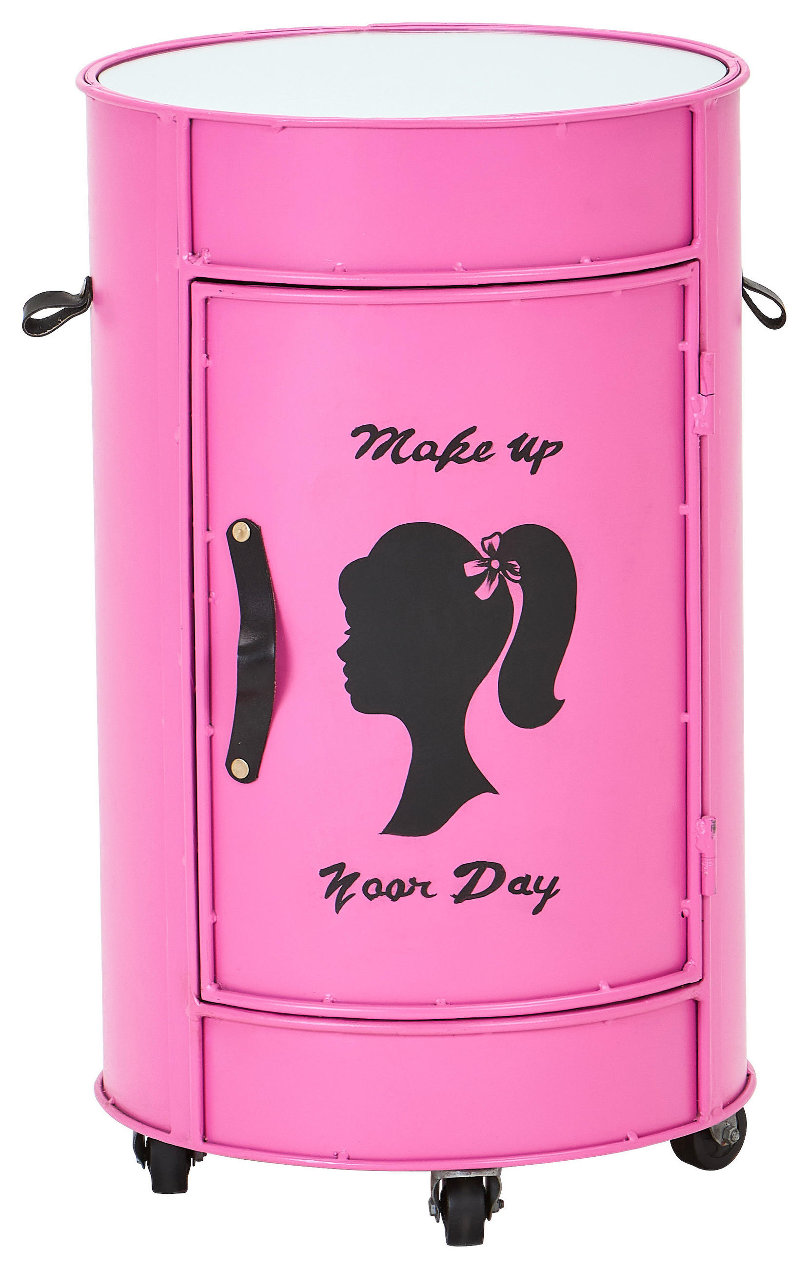 SCHMINKTISCH Mangoholz massiv Pink  - Pink/Naturfarben, Design, Leder/Glas (40/40/70cm) - Landscape