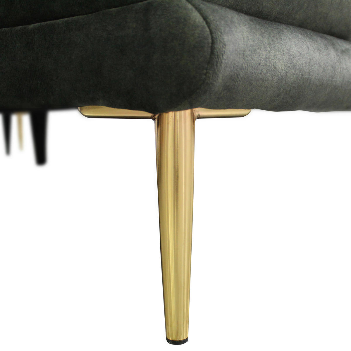 ECKSOFA Grün Velours  - Goldfarben/Grün, Design, Textil/Metall (264/196cm) - MID.YOU