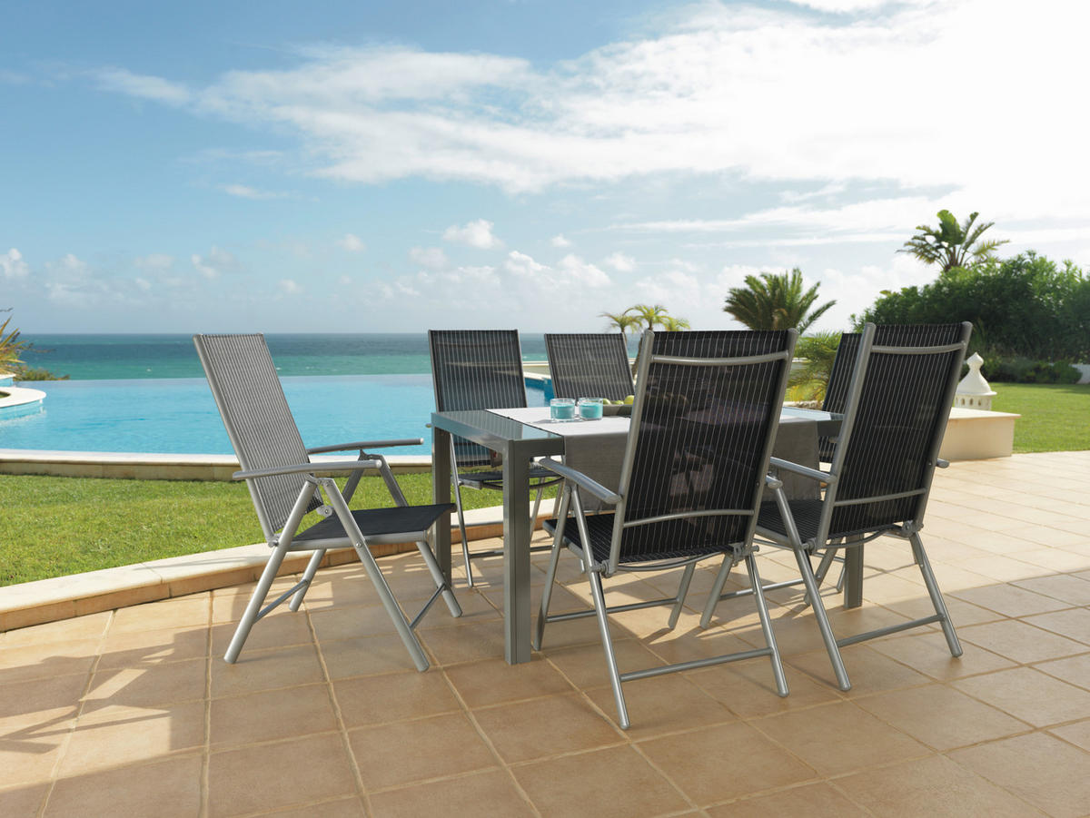 VRTNA SKLOPIVA STOLICA  crna, srebrne boje, bijela  metal, tekstil      - bijela/srebrne boje, Basics, metal/tekstil (56/106/64cm) - Ambia Garden