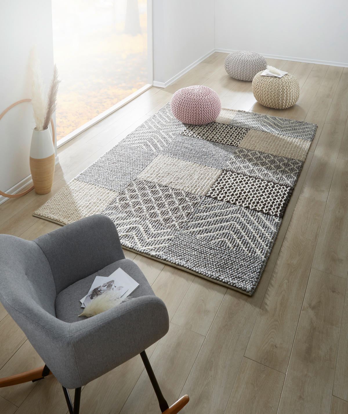 RUČNO TKANI TEPIH  siva     - siva, Prirodno, tekstil (160/230cm) - Linea Natura