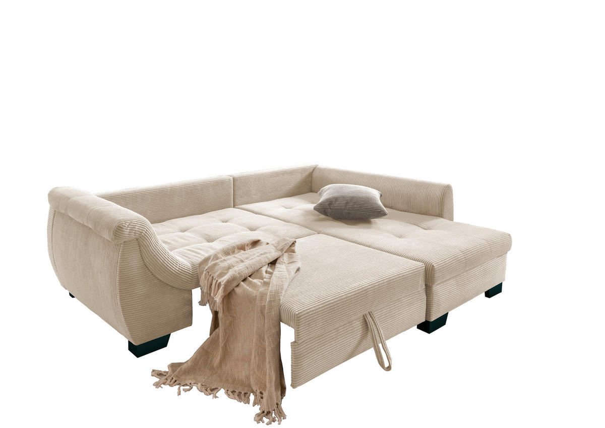 KUTNA GARNITURA tekstil  bež   - sivo-smeđa/bež, Design, tekstil/drvo (250/190cm) - MID.YOU