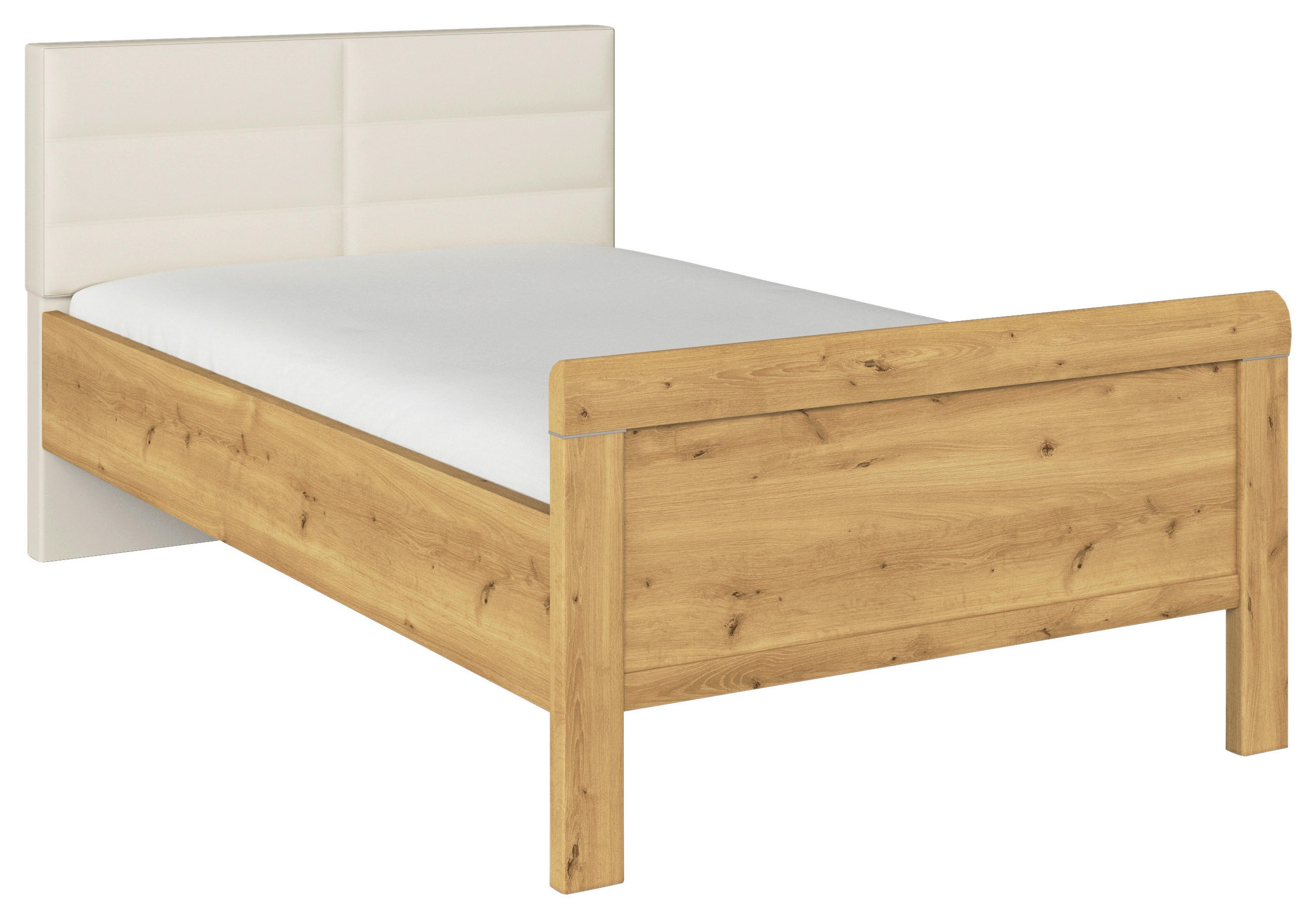 BETT 90/200 cm  in Eichefarben, Champagner  - Champagner/Eichefarben, Design, Textil (90/200cm) - Novel