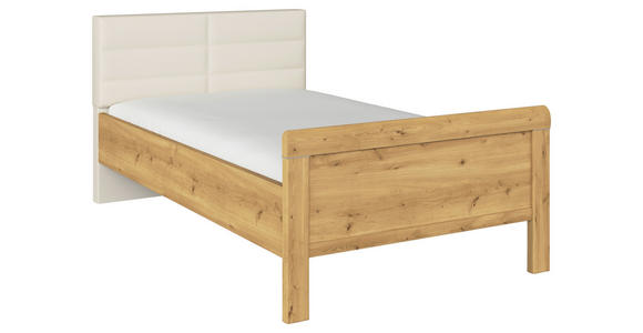 BETT 90/200 cm  in Eichefarben, Champagner  - Champagner/Eichefarben, Design, Holzwerkstoff/Textil (90/200cm) - Novel