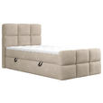 BOXBETT 120/200 cm,  in Taupe, gepolstertes Kopfteil, Bettkasten, Topper, H3 = fest  - Taupe/Schwarz, Design, Holzwerkstoff/Kunststoff (120/200cm) - Xora