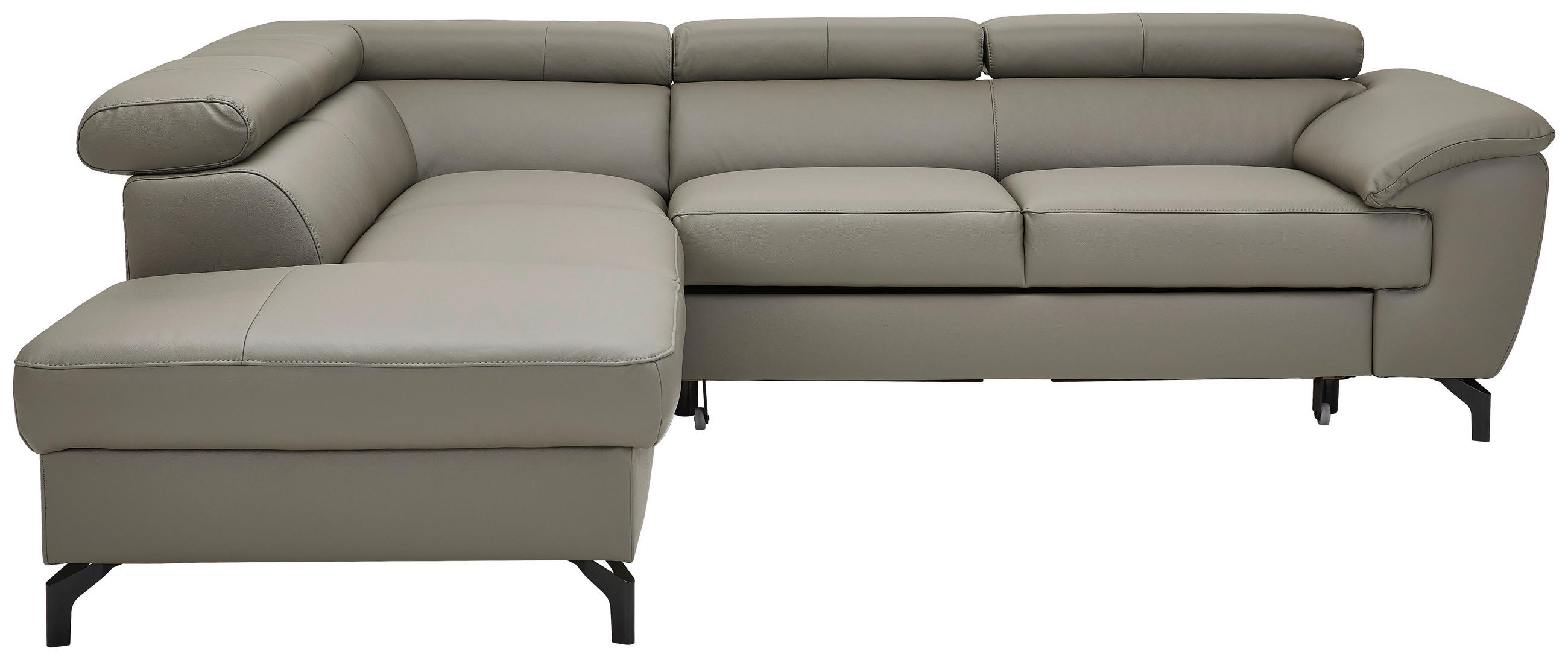 SAROKKANAPÉ textil, bőr iszap  - iszap/fekete, Design, bőr/textil (220/256cm) - Celina Home