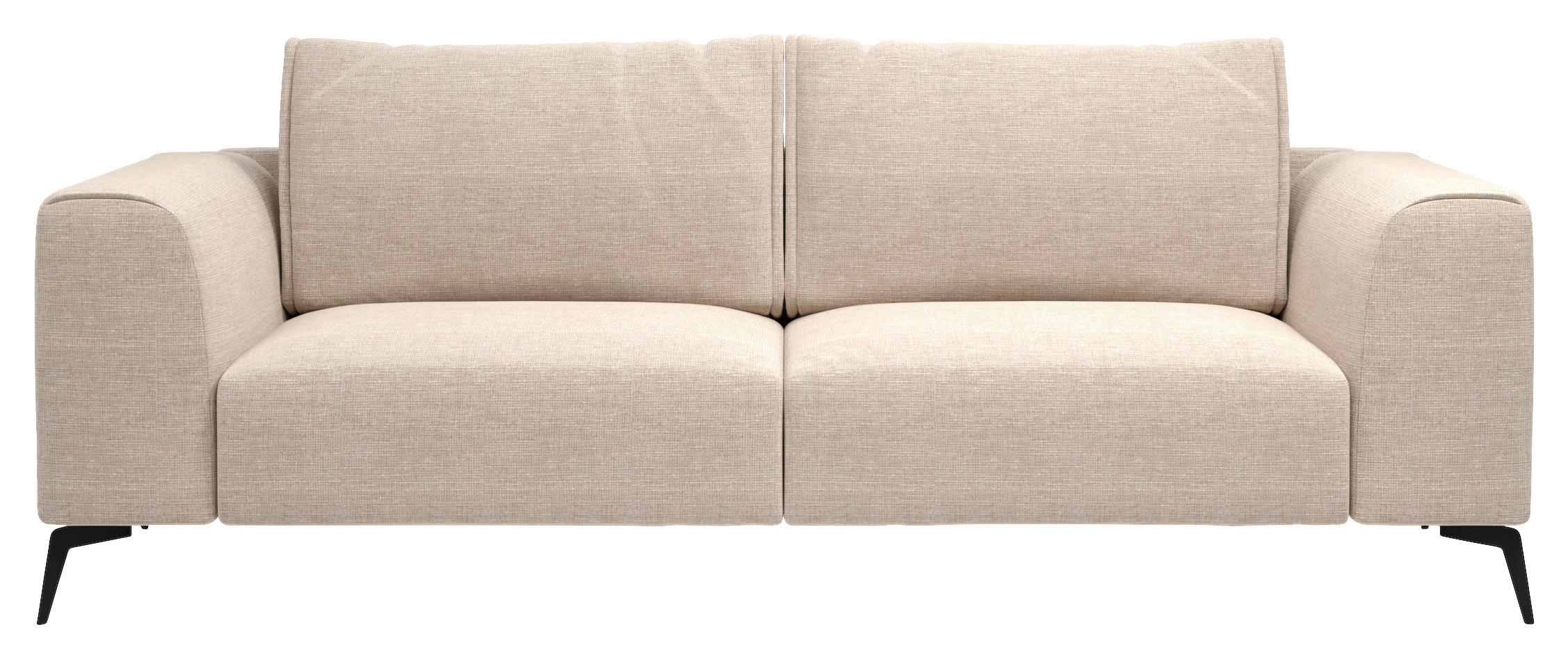 3-SITS SOFFA i flockad beige  - beige/svart, Design, metall/trä (246/87/88cm) - MID.YOU