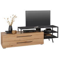 KOMODA - NISKA   200/57/45 cm   crna, boje hrasta   - boje hrasta/crna, Trend, drvni materijal/metal (200/57/45cm) - Xora