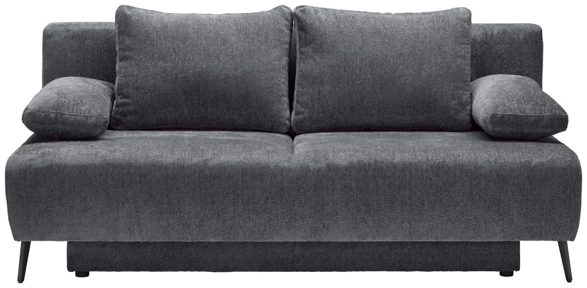SCHLAFSOFA in Webstoff Dunkelgrau  - Dunkelgrau/Schwarz, Modern, Textil/Metall (200/90/100cm) - Ti'me