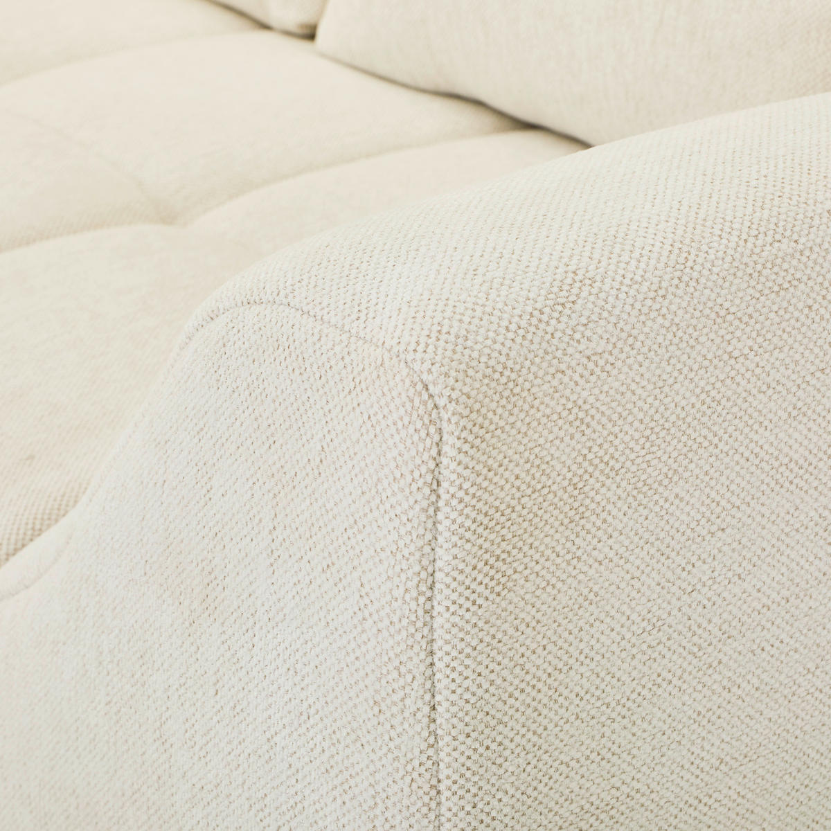 ECKSOFA Creme Flachgewebe  - Buchefarben/Creme, KONVENTIONELL, Holz/Textil (202/306cm) - Carryhome