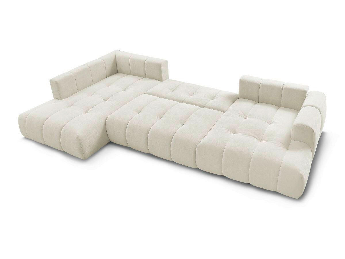 WOHNLANDSCHAFT  FUJI  Beige Leinenoptik  - Beige/Schwarz, MODERN, Kunststoff/Textil (204/377/160cm)