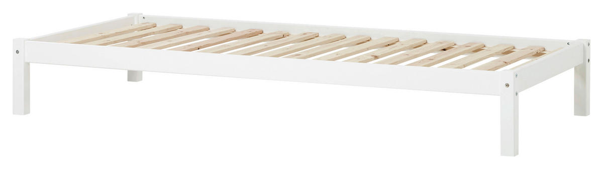 BETT 90/200 cm  in Weiß  - Naturfarben/Weiß, MODERN, Holz (90/200cm) - MID.YOU