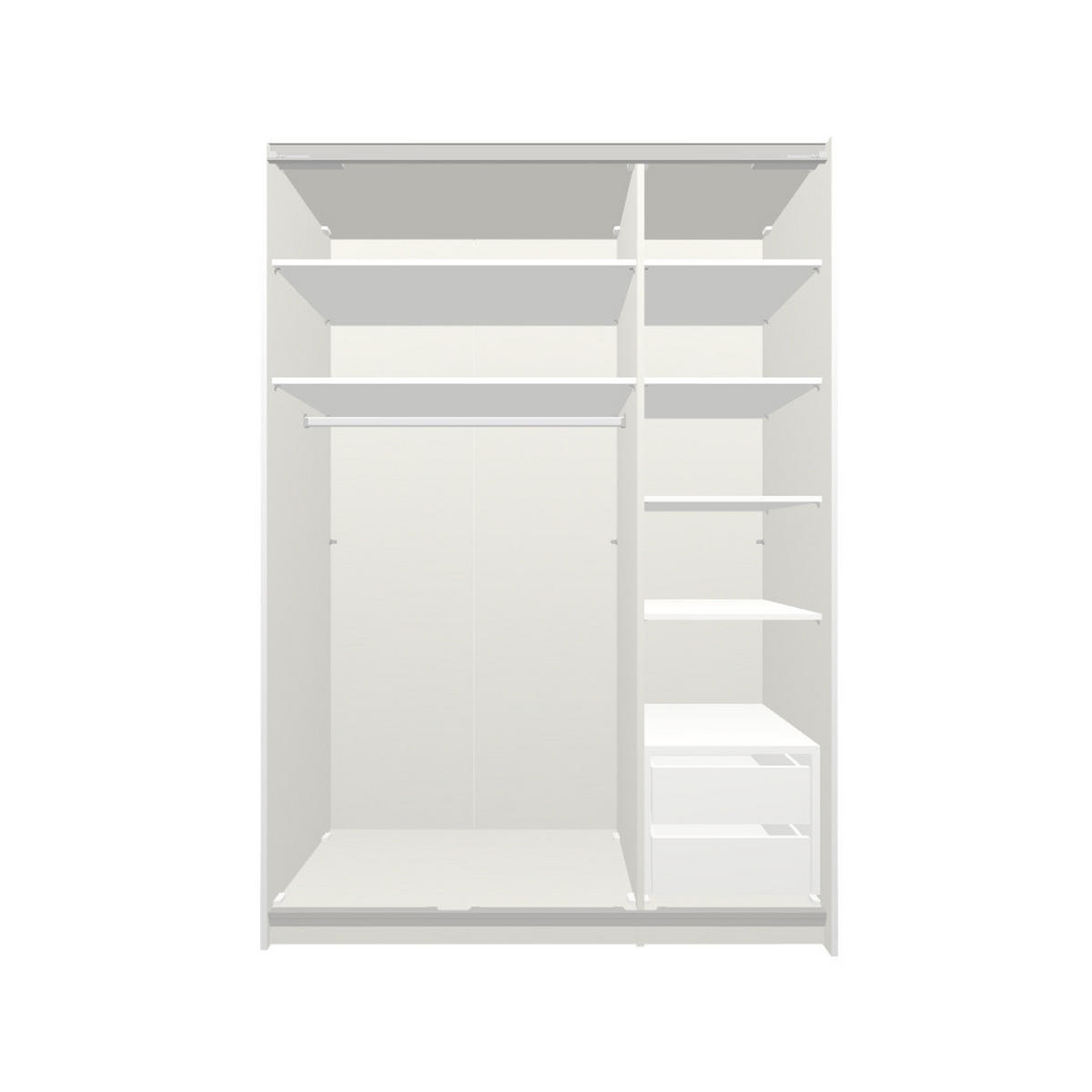 SCHWEBETÜRENSCHRANK  in Weiß  - Edelstahlfarben/Weiß, Design, Holzwerkstoff (152/215/65cm) - Boxxx