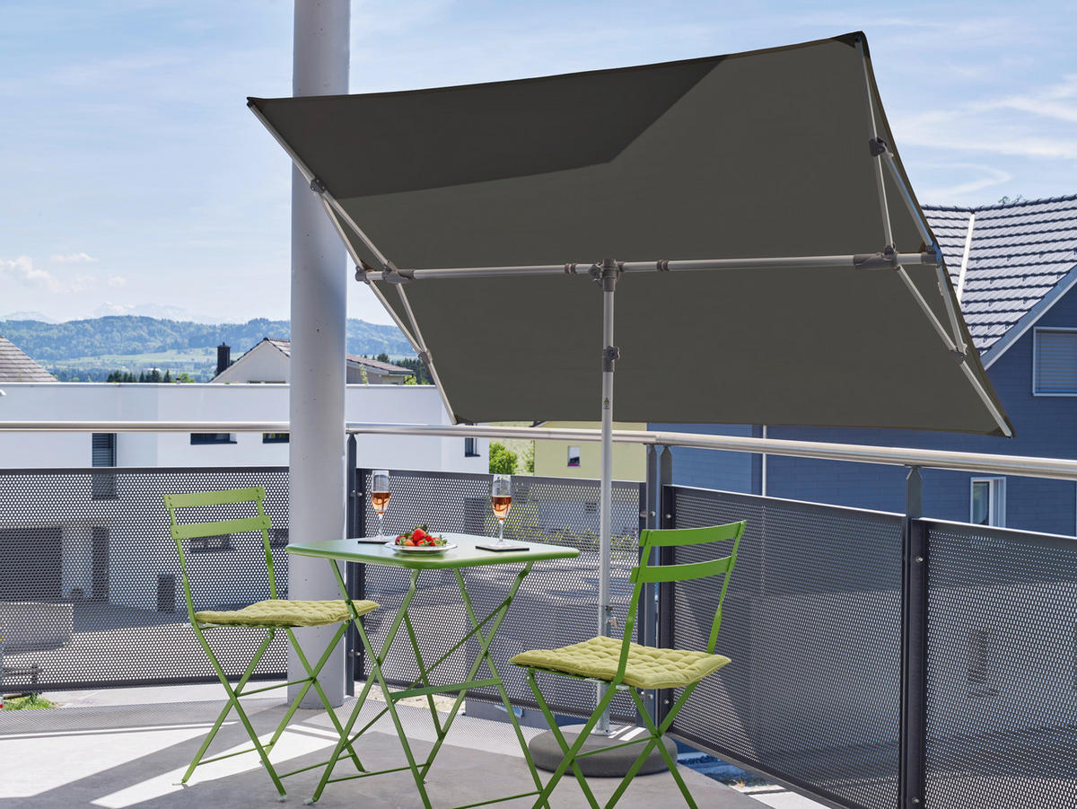 SONNENSCHIRM 210x150 cm Grau  - Silberfarben/Grau, KONVENTIONELL, Textil/Metall (210/150cm) - Suncomfort by Glatz