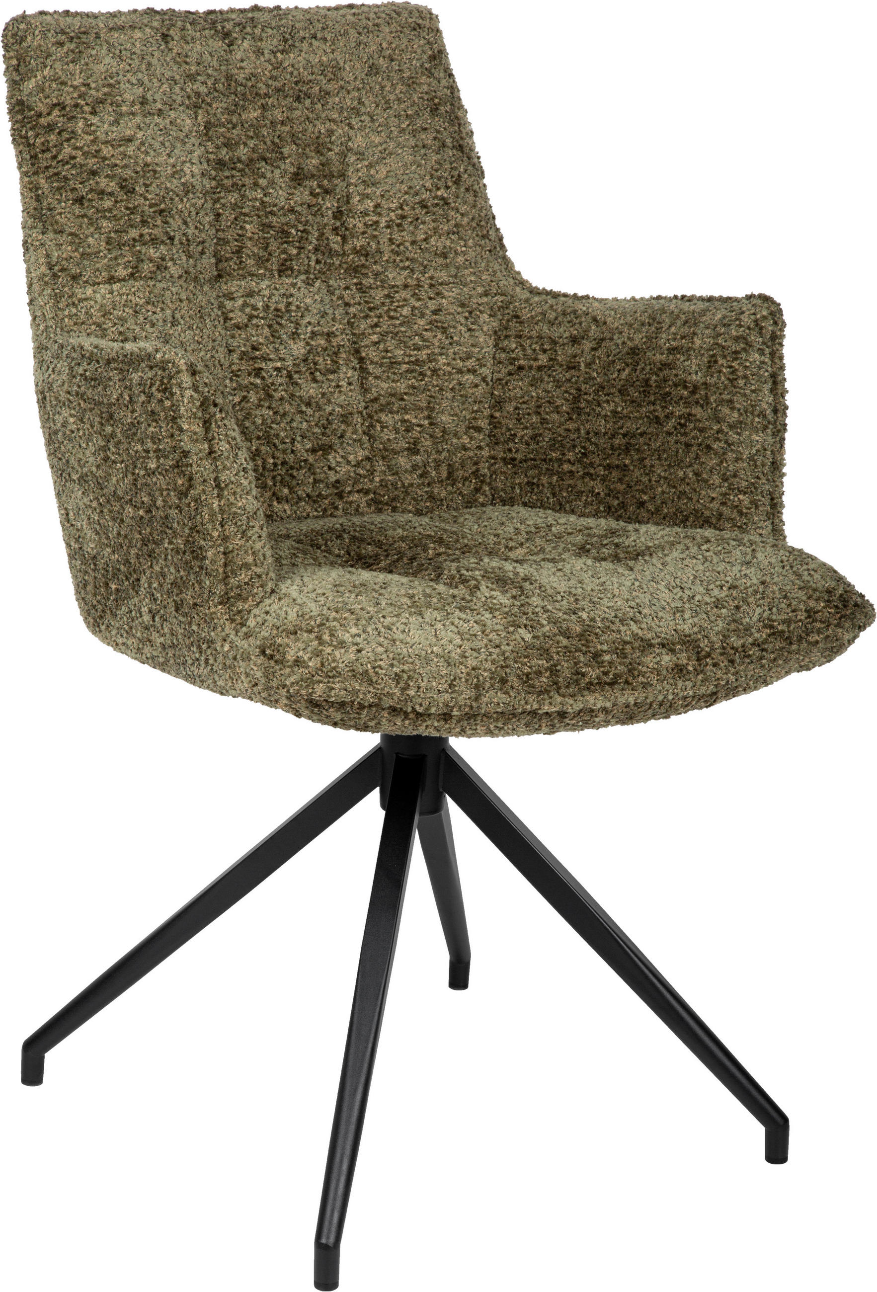 STOL MED ARMSTÖD  360° vridbar sits, inklusive armstöd, automatisk funktion för återfjädring chenille  svart, olivgrön  - olivgrön/svart, Design, metall/trä (59/89,5/63cm) - Novel