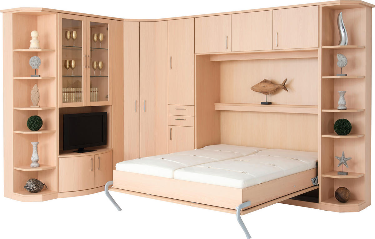WOHNWAND  in Weiß, Ahornfarben, Buchefarben, Erlefarben, Kirschbaumfarben   - Chromfarben/Kirschbaumfarben, KONVENTIONELL, Glas/Holzwerkstoff