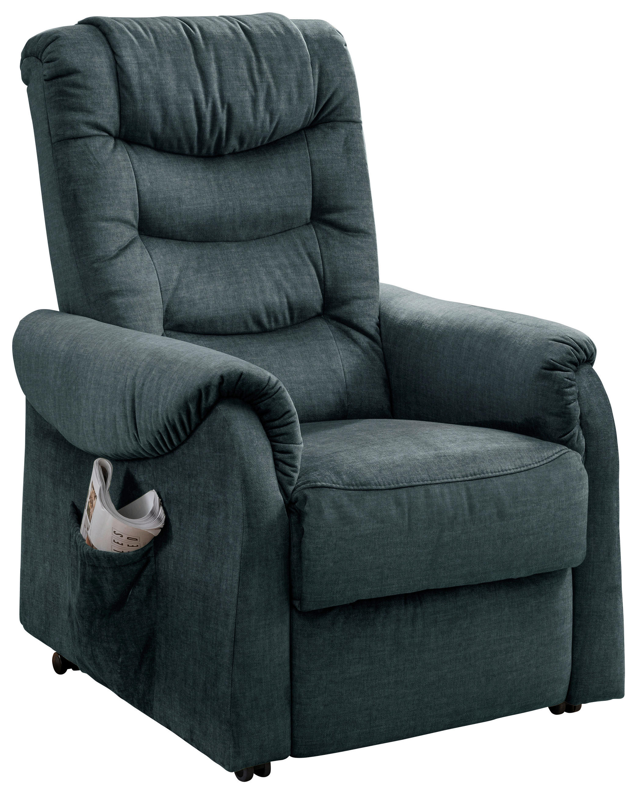 FERNSEHSESSEL 78/107/93 cm  in Velours Dunkelblau Stoffauswahl, Relaxfunktion  - Schwarz/Braun, Design, Kunststoff/Textil (78/107/93cm) - Livetastic