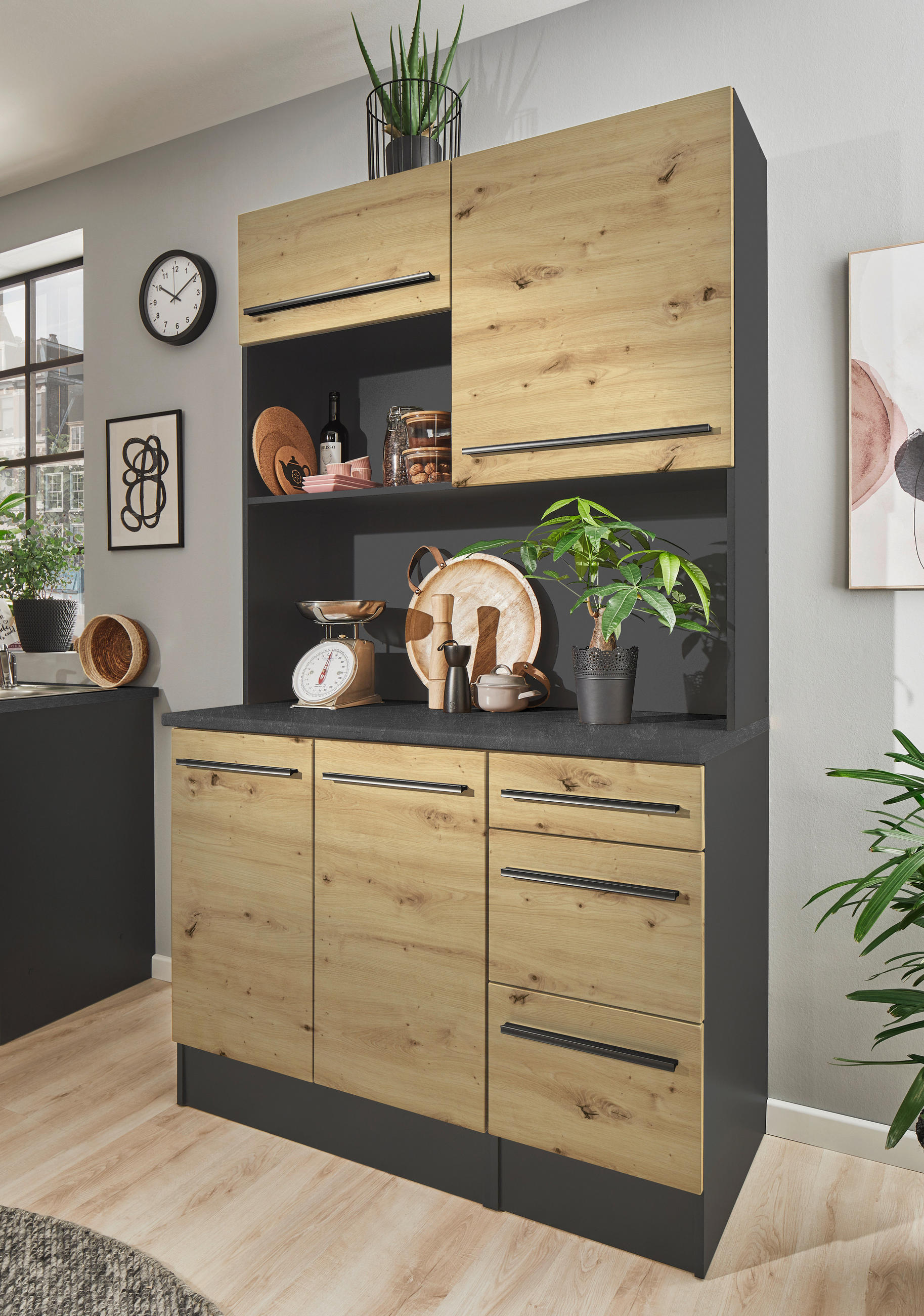 BIFE antracit, hrast Artisan - bijela/hrast Artisan, Lifestyle, drvni materijal/plastika (120/211/60cm) - MID.YOU