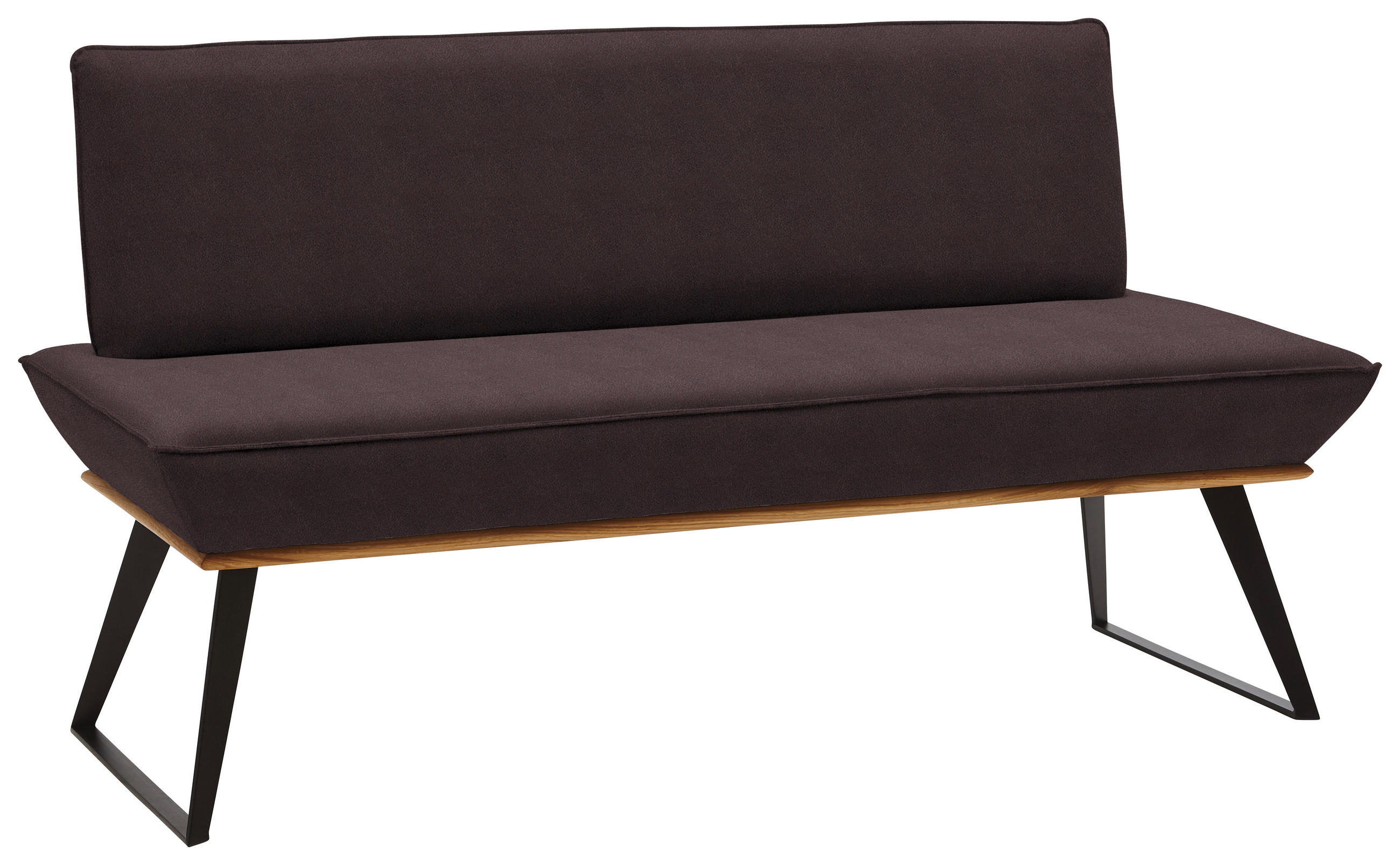 SITZBANK in Holz, Metall, Textil Braun, Schwarz, Eichefarben  - Eichefarben/Schwarz, Design, Holz/Textil (160/87/64cm) - Voleo