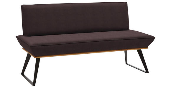 SITZBANK 180/87/64 cm  in Braun, Schwarz, Eichefarben  - Eichefarben/Schwarz, Design, Holz/Textil (180/87/64cm) - Voleo