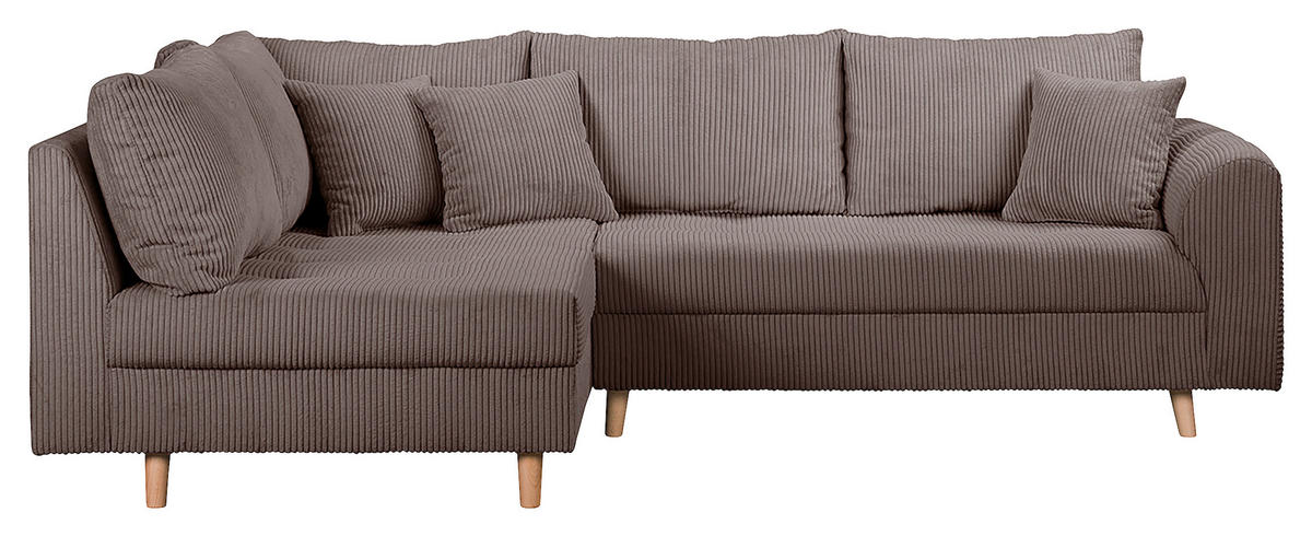 ECKSOFA Ariella Braun Cord  - Naturfarben/Braun, Design, Holz/Textil (161/231cm) - Livetastic