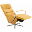 RELAXSESSEL in Leder Currygelb  - Chromfarben/Currygelb, Design, Leder/Metall (64/112/80cm) - Cantus