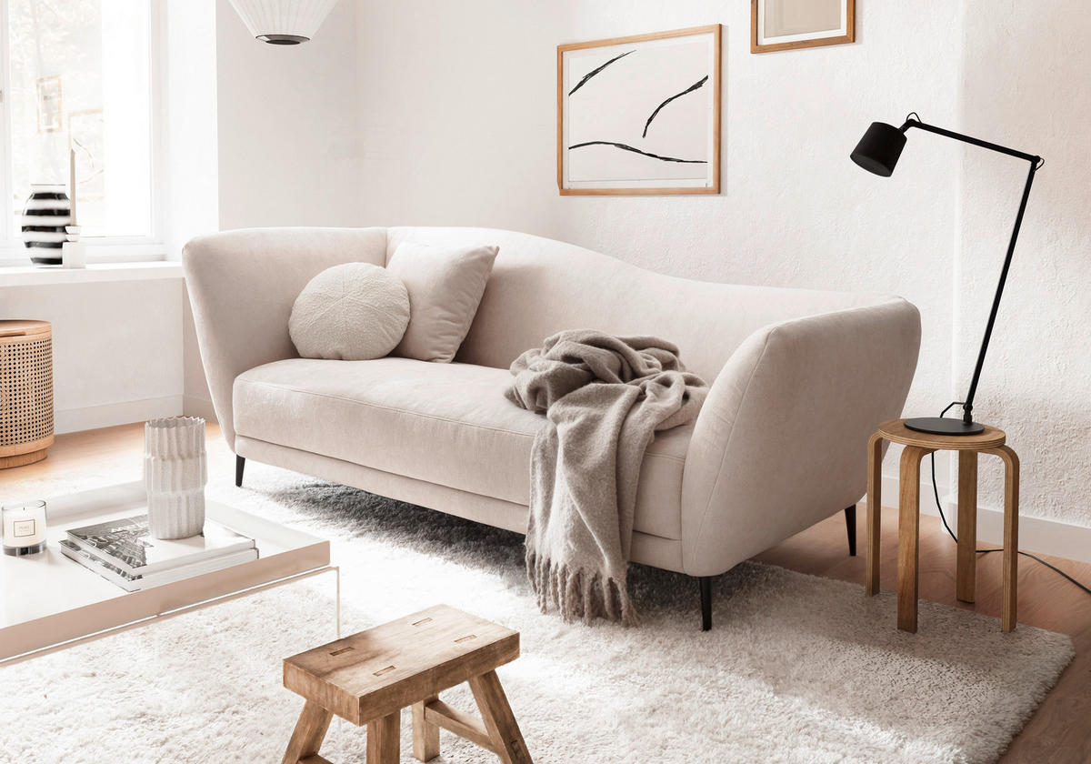 RÉCAMIERE Naturfarben Chenille Zierkissen, Rücken echt  - Schwarz/Naturfarben, KONVENTIONELL, Textil/Metall (224/70/97cm) - Hom`in