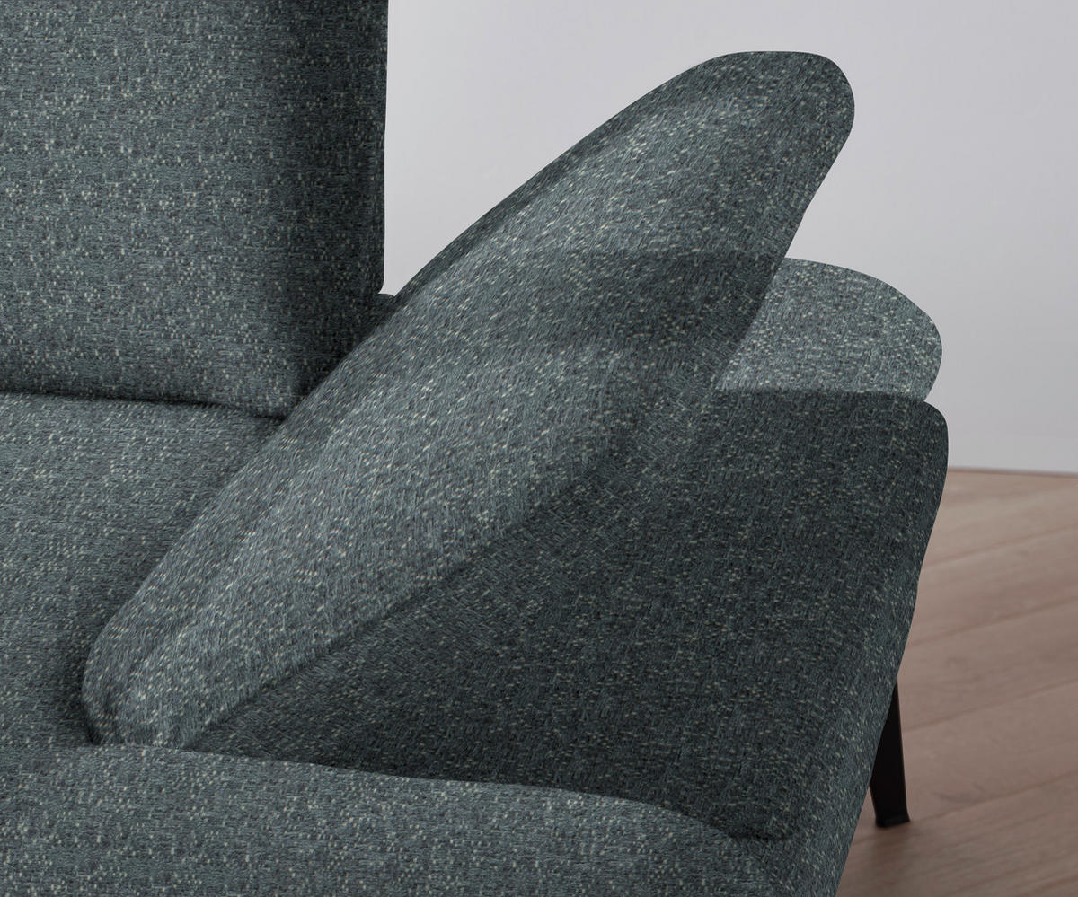 ECKSOFA Grau Webstoff  - Schwarz/Grau, Design, Textil/Metall (180/289cm) - Stylife