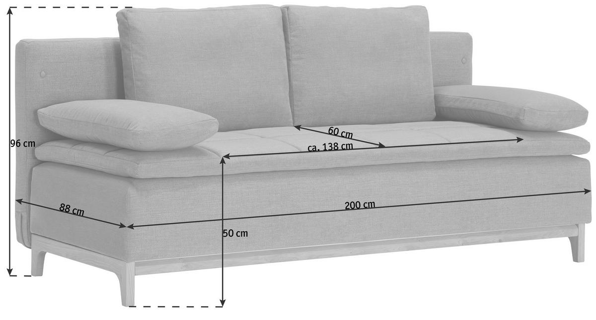 SCHLAFSOFA in Textil Grau  - Grau, Modern, Holz/Textil (200/96/88cm) - Joka