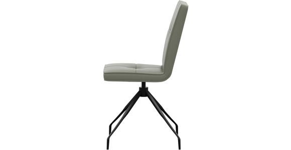 STUHL  Lederauswahl, Sitzfläche 180° drehbar  Echtleder  - Graugrün, Design, Leder/Metall (45/96/58cm) - Moderano