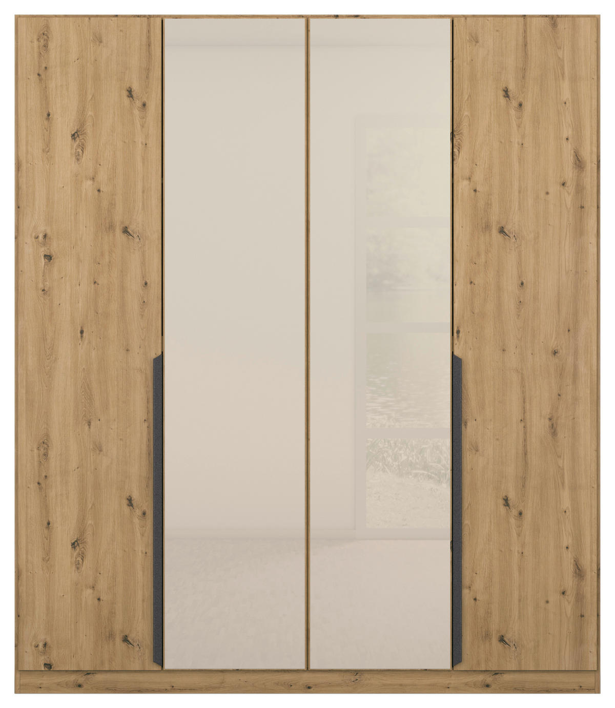 DREHTÜRENSCHRANK in Champagner, Eiche Artisan  - Champagner/Eiche Artisan, Modern, Glas/Holzwerkstoff (181/210/54cm) - Rauch Möbel