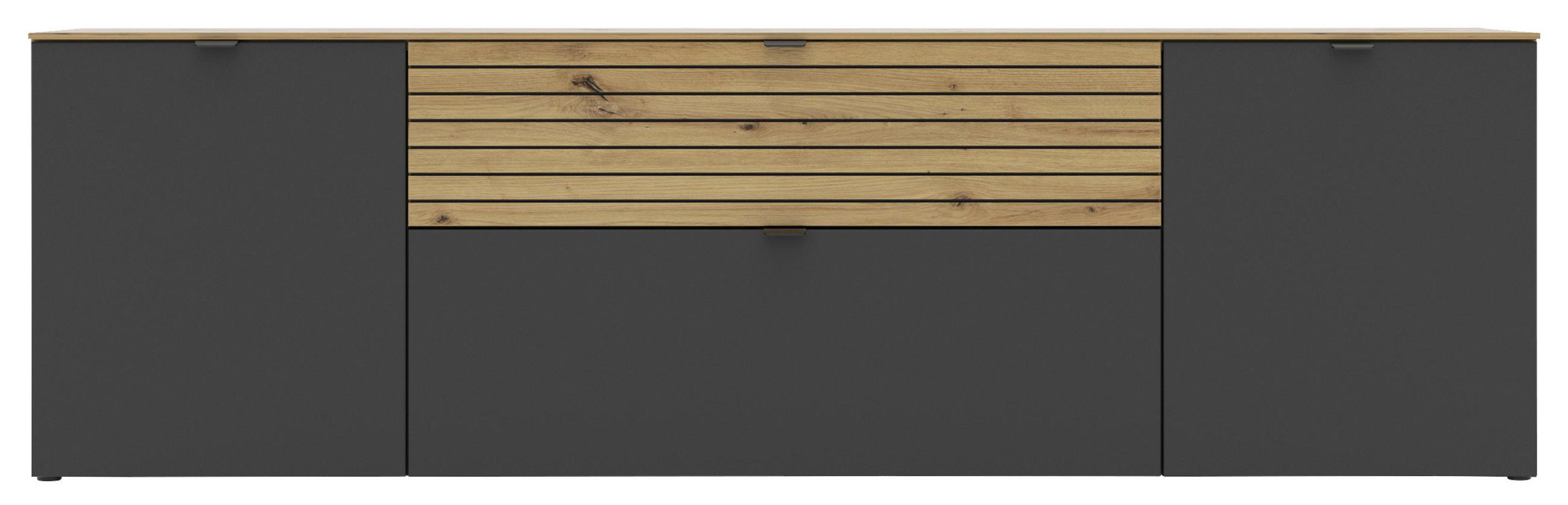 TV-SZEKRÉNY 181/54/41 cm  - grafitszürke/fekete, Modern, faalapú anyag/fém (181/54/41cm) - Voleo