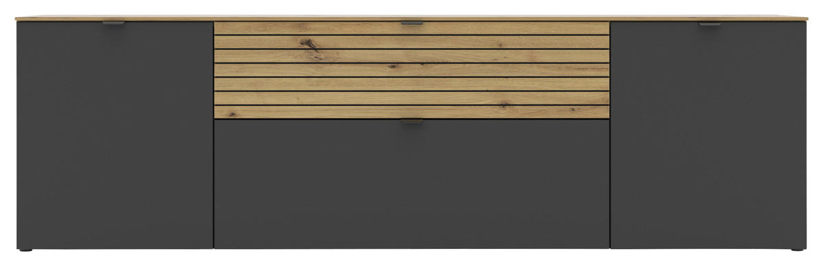 NÍZKÁ KOMODA, barvy grafitu, dub artisan, 181/54/41 cm - černá/barvy grafitu, Moderní, kov/kompozitní dřevo (181/54/41cm) - Voleo
