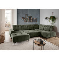 WOHNLANDSCHAFT SANO Dunkelgrün Chenille  - Dunkelgrün/Schwarz, MODERN, Textil/Metall (200/337/180cm) - Livetastic