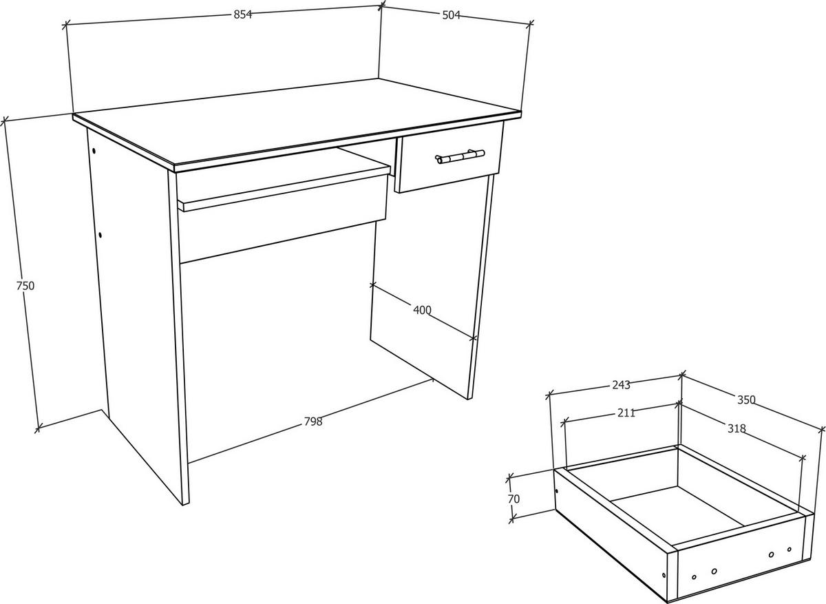 SCHREIBTISCH 85/50/75 cm  in Weiss  - Weiss/Alufarben, Modern, Holzwerkstoff/Metall (85/50/75cm) - MID.YOU