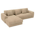 ECKSOFA in Cord Beige  182/302 cm  - Beige/Schwarz, MODERN, Kunststoff/Textil (182/302cm) - Carryhome