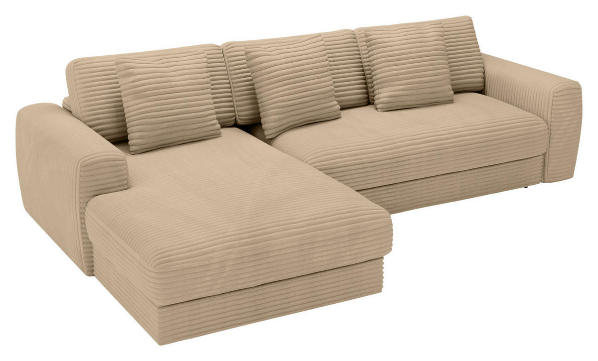 ECKSOFA in Cord Beige  - Beige/Schwarz, Modern, Kunststoff/Textil (182/302cm) - Carryhome