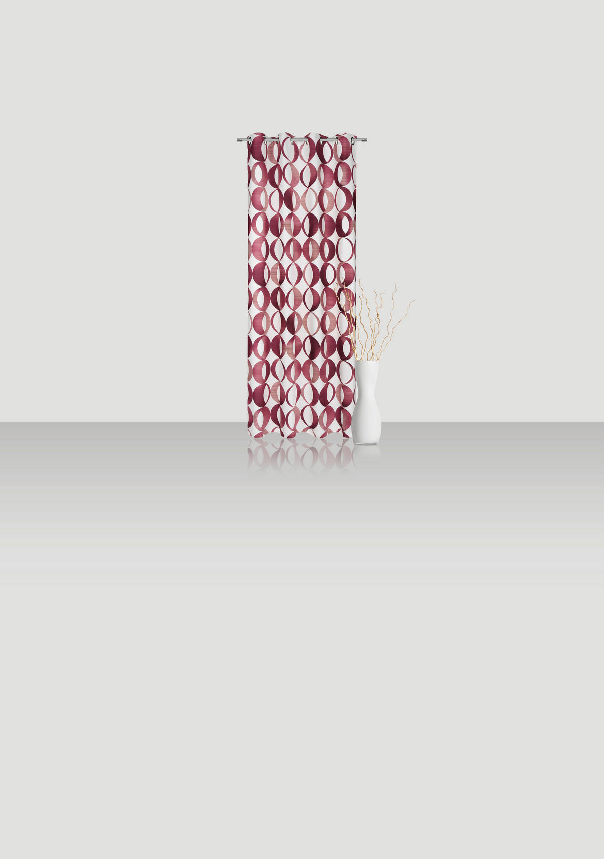 ZÁVĚS S OČKY, neprůsvitné, 140/255 cm - červená, Lifestyle, textil (140/255cm) - Novel