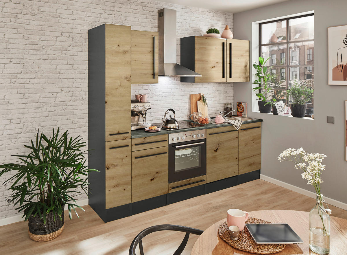APOTHEKERSCHRANK 30/211/57 cm  in Anthrazit, Eiche Artisan  - Anthrazit/Schwarz, LIFESTYLE, Holzwerkstoff/Kunststoff (30/211/57cm) - P & B