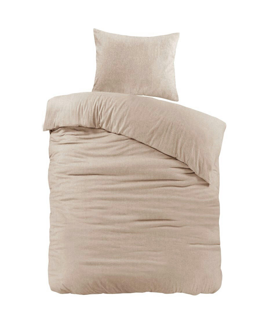 BETTWÄSCHE 2-teilig Flanell 135/200 cm  - Beige, Basics, Textil (135/200cm)