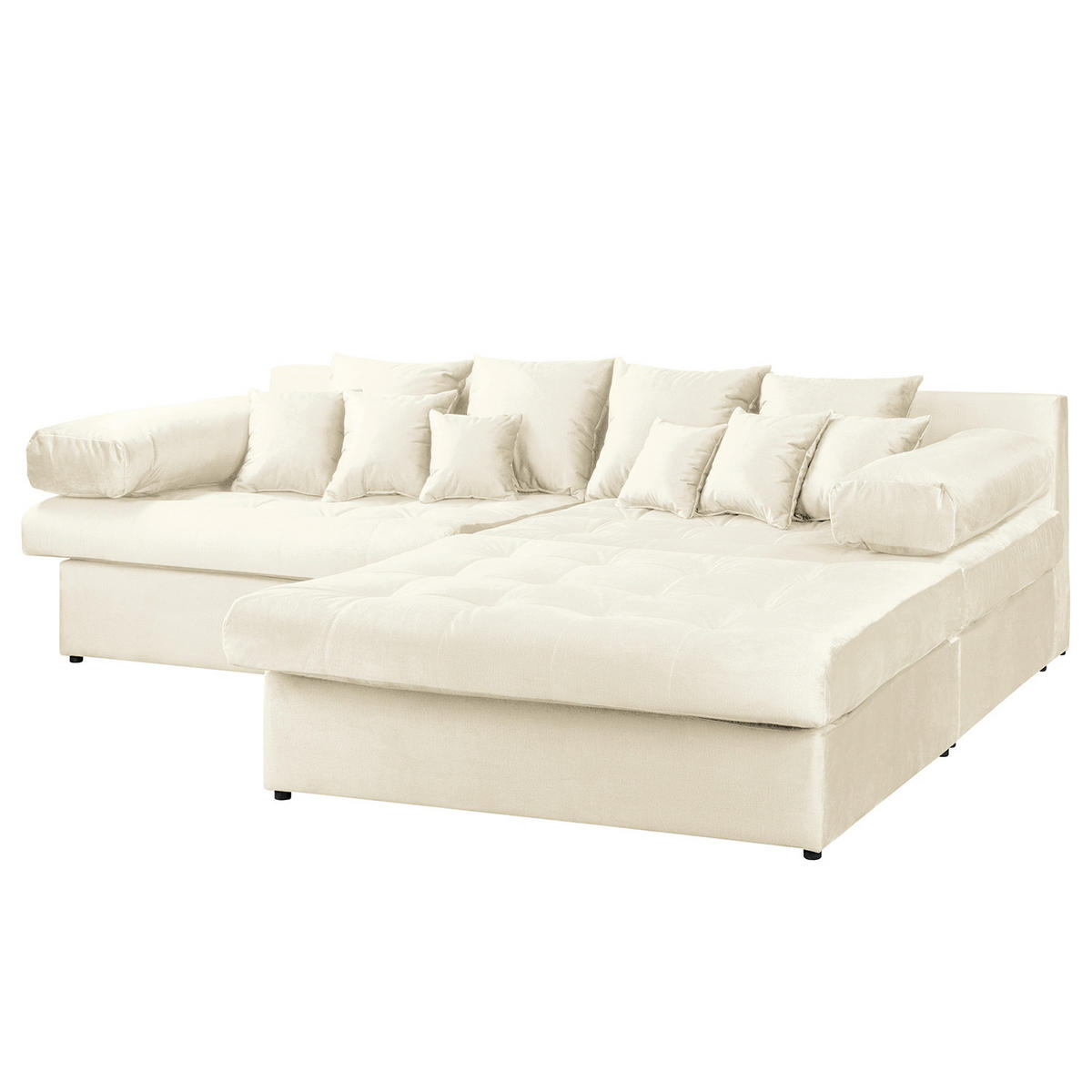 ECKSOFA Velours Beige  - Beige/Schwarz, Design, Kunststoff/Textil (284/243cm) - P & B